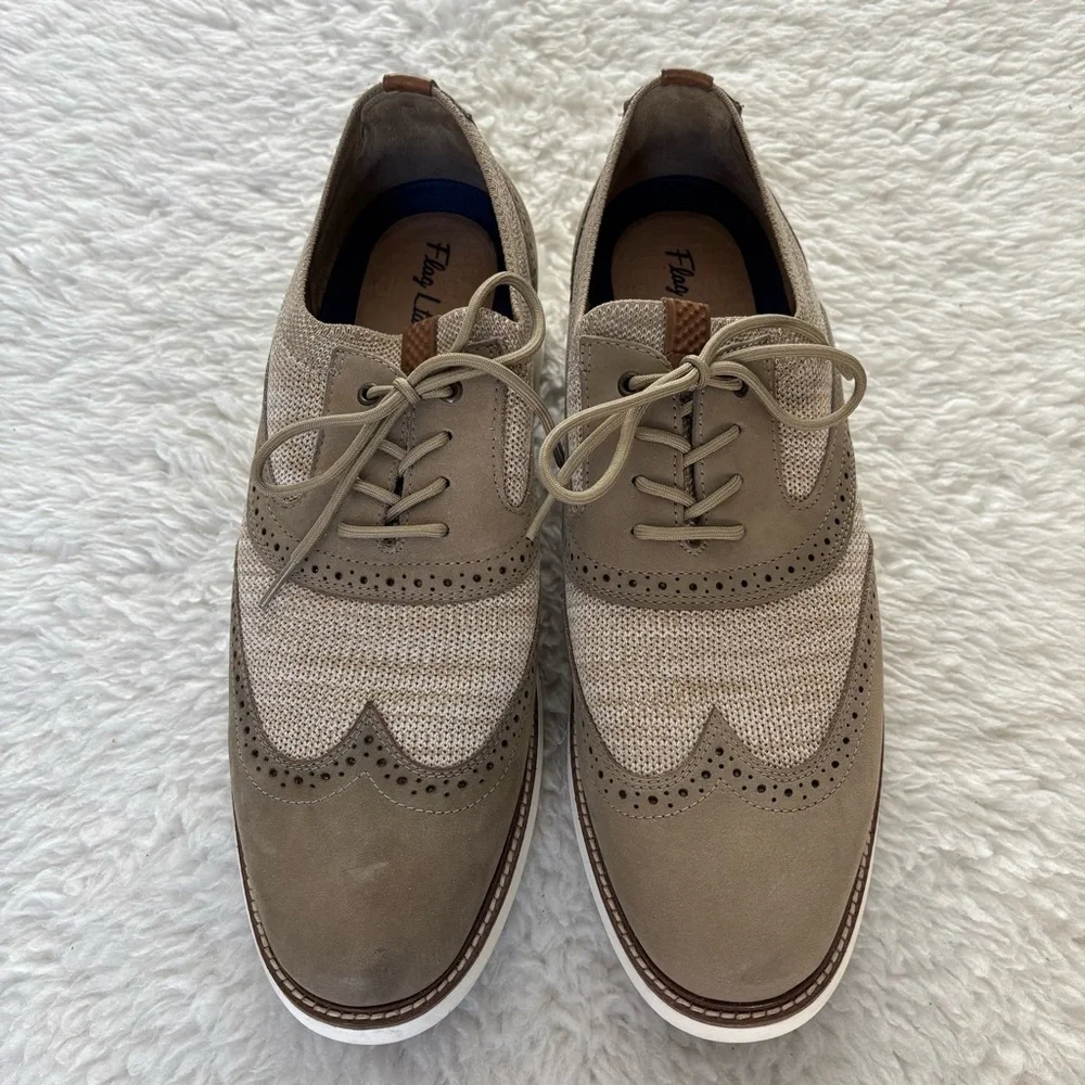 Flag Ltd Taupe Wingtip Derby Shoes size 12 M